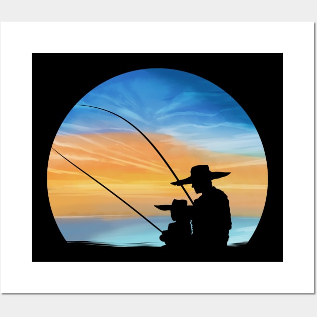 Fishing together - Father and Son Wall Art by SinBle